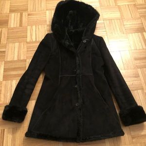 New! Searle suede and faux fur lined coat